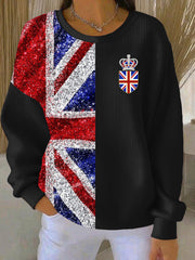 Women's British style Print Casual Sweatshirt-1