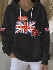 Women's British style Print Casual Hoodie-1