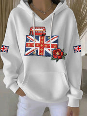 Women's British style Print Casual Hoodie