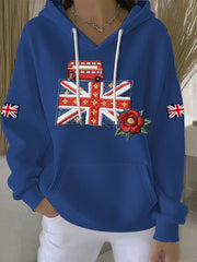 Women's British style Print Casual Hoodie-3