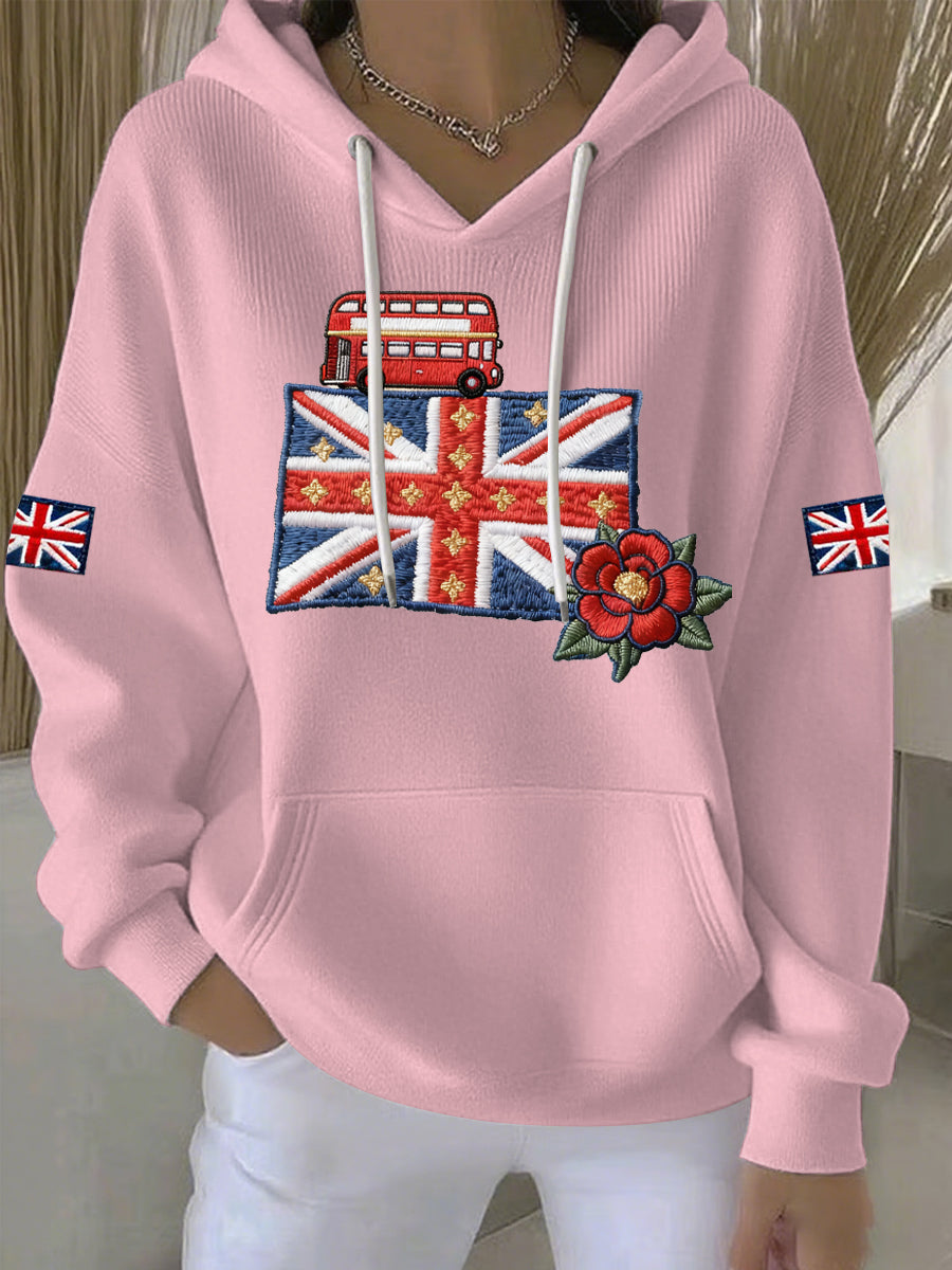 Women's British style Print Casual Hoodie-4