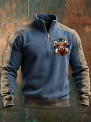 Men's Scotland Highland Cow Print Zip-Up Hoodie