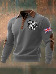 Men's Vintage England Flag Lion Printed Shirt-3