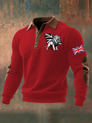 Men's Vintage England Flag Lion Printed Shirt-4