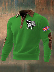 Men's Vintage England Flag Lion Printed Shirt-5