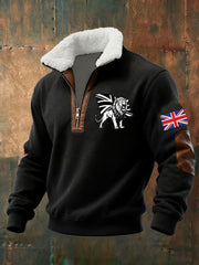 Men's Vintage England Flag Lion Printed Sweatshirt-1