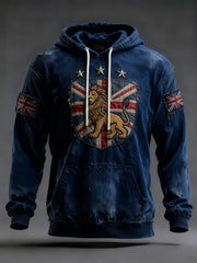 Men's Vintage England Flag Lion Printed Hoodie-1