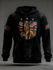 Men's Vintage England Flag Lion Printed Hoodie-2