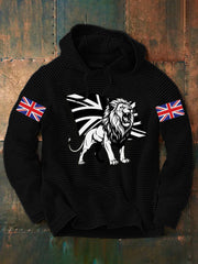 Men's Vintage England Flag Lion Printed Hoodie-1