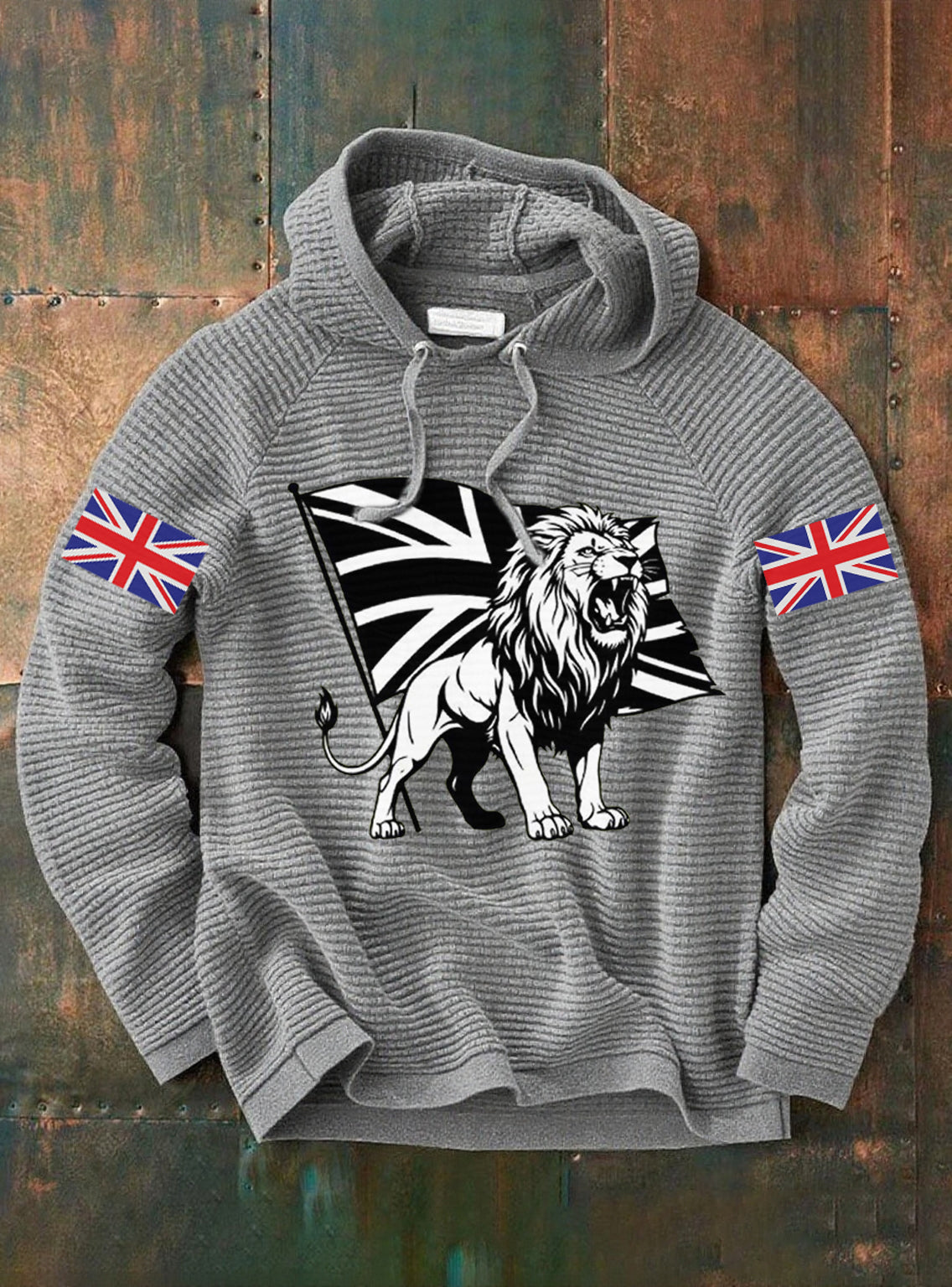 Men's Vintage England Flag Lion Printed Hoodie-2