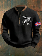 Men's Vintage England Flag Lion Printed Sweatshirt-1