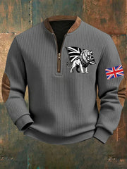 Men's Vintage England Flag Lion Printed Sweatshirt-2