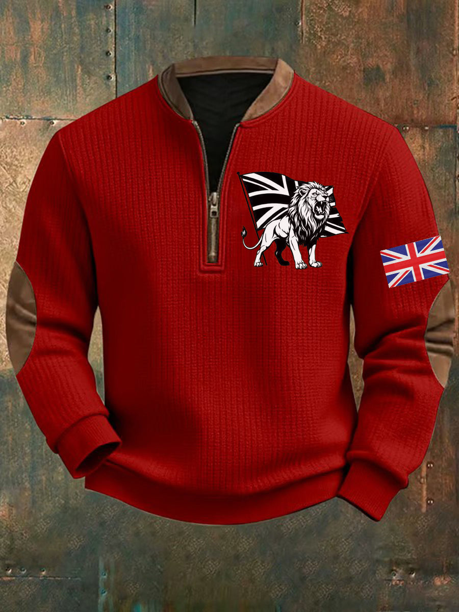 Men's Vintage England Flag Lion Printed Sweatshirt-4