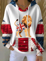 Women's British patchwork lion Printed Tops-1