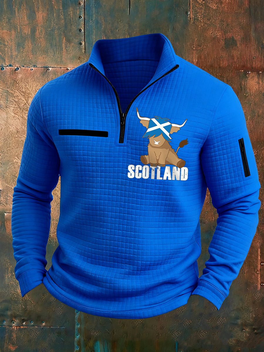 Men's Scotland Highland Cow Print Casual Top-2