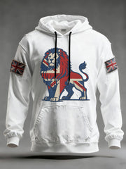 Men's Vintage England Flag Lion Printed Hoodie