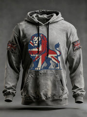 Men's Vintage England Flag Lion Printed Hoodie-3