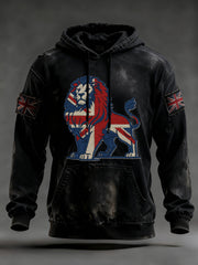 Men's Vintage England Flag Lion Printed Hoodie-2