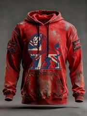 Men's Vintage England Flag Lion Printed Hoodie-4