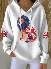 Women's British patchwork lion Printed Tops-1