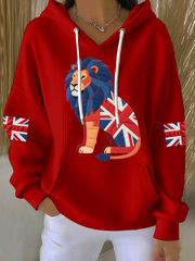 Women's British patchwork lion Printed Tops-4