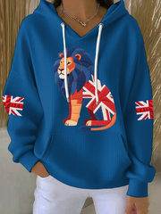 Women's British patchwork lion Printed Tops-5