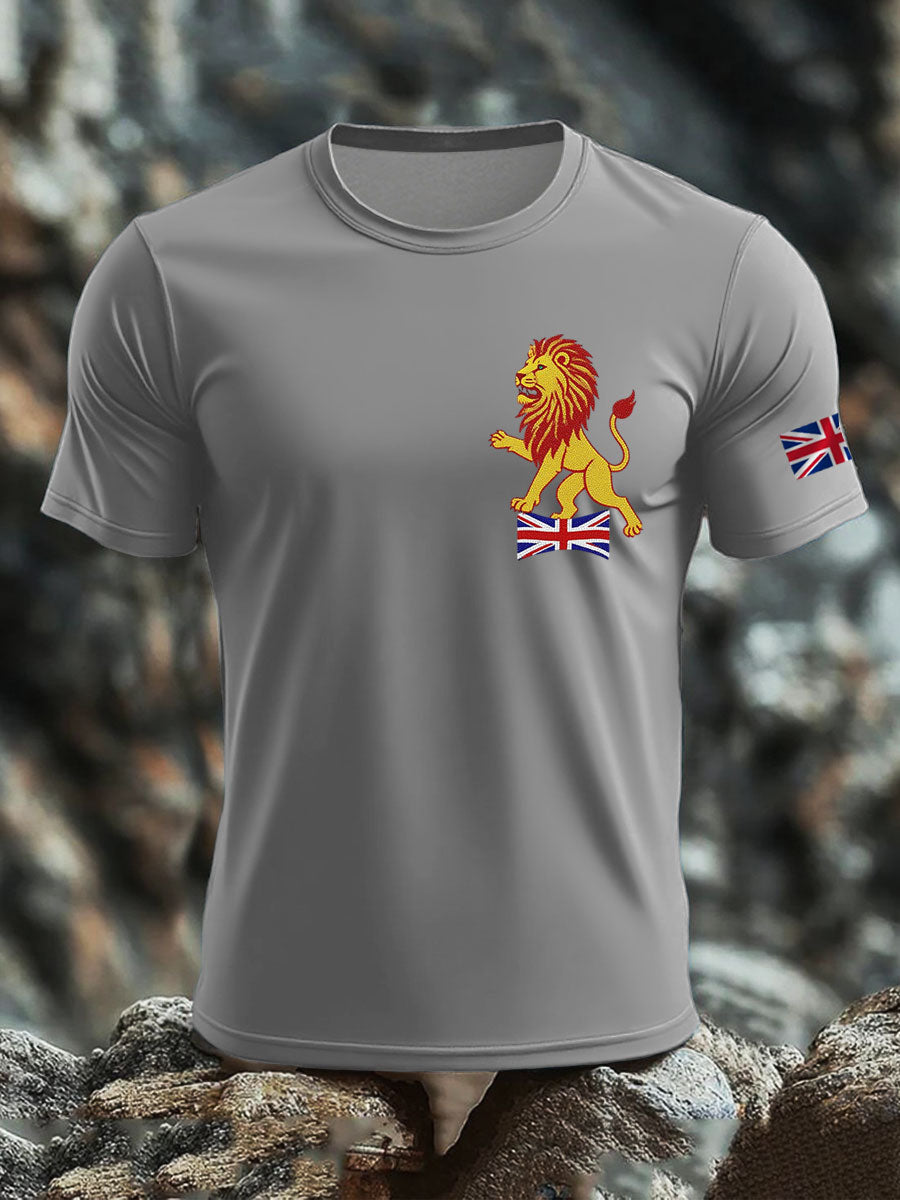 Men's British imitation diamond hot-drilling Printed imitation cotton short-sleeved T-shirt-2