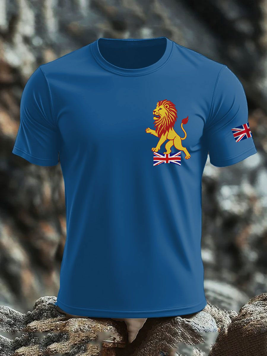 Men's British imitation diamond hot-drilling Printed imitation cotton short-sleeved T-shirt-3