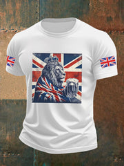 Men's Vintage England Flag Lion Printed T-shirt-1