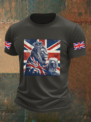 Men's Vintage England Flag Lion Printed T-shirt-2