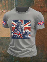 Men's Vintage England Flag Lion Printed T-shirt-3