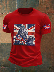 Men's Vintage England Flag Lion Printed T-shirt-6