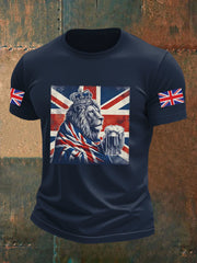 Men's Vintage England Flag Lion Printed T-shirt-4