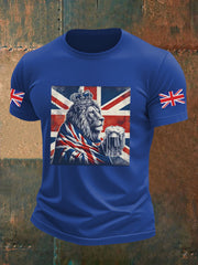Men's Vintage England Flag Lion Printed T-shirt-5