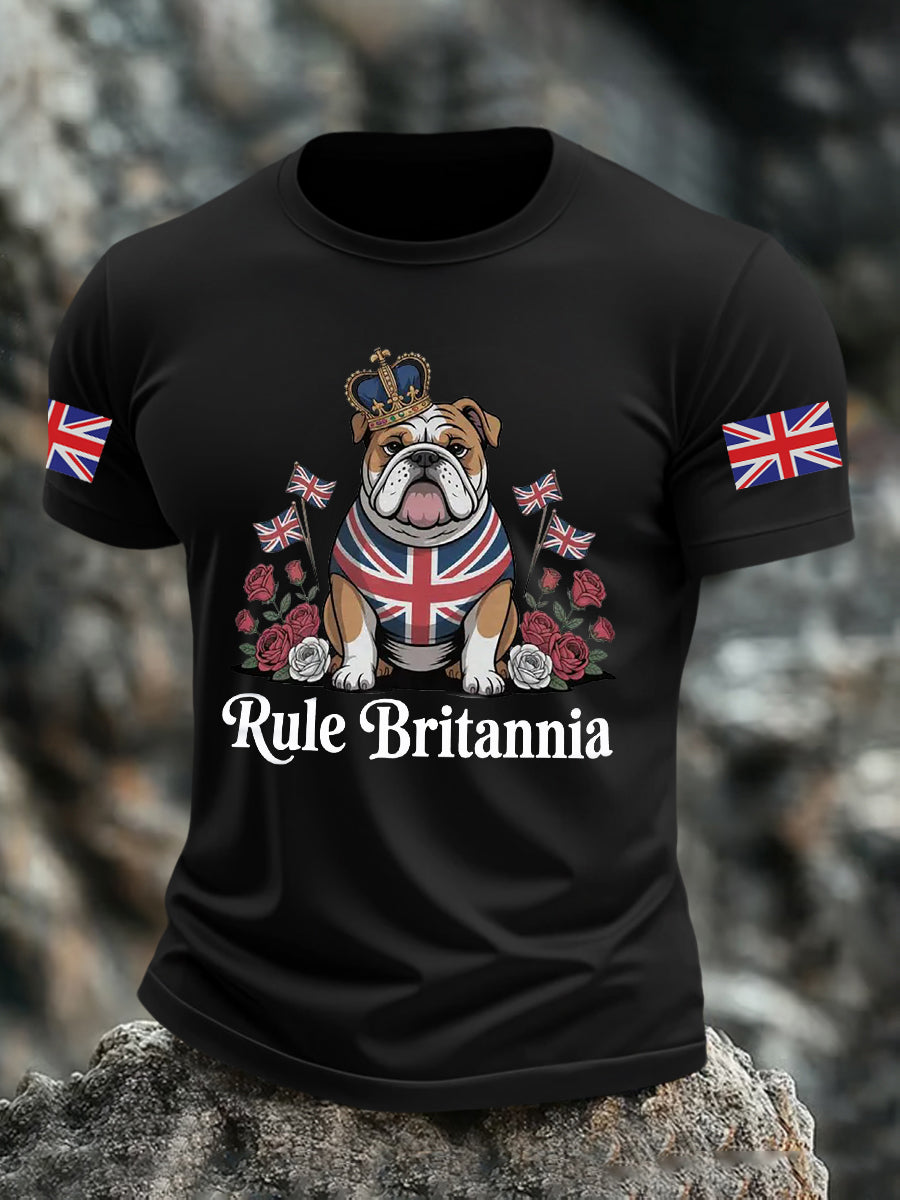 Men's Vintage England Flag Rule Britannia Printed T-shirt-1