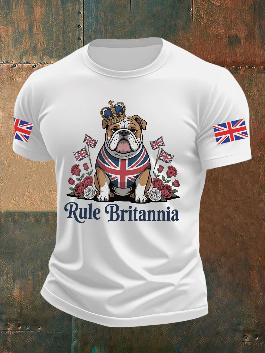 Men's Vintage England Flag Rule Britannia Printed T-shirt