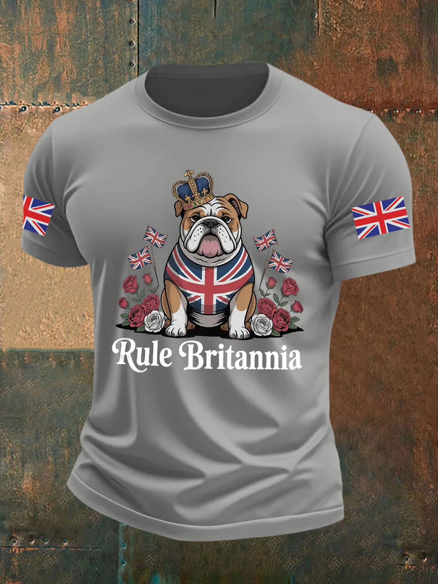 Men's Vintage England Flag Rule Britannia Printed T-shirt-3