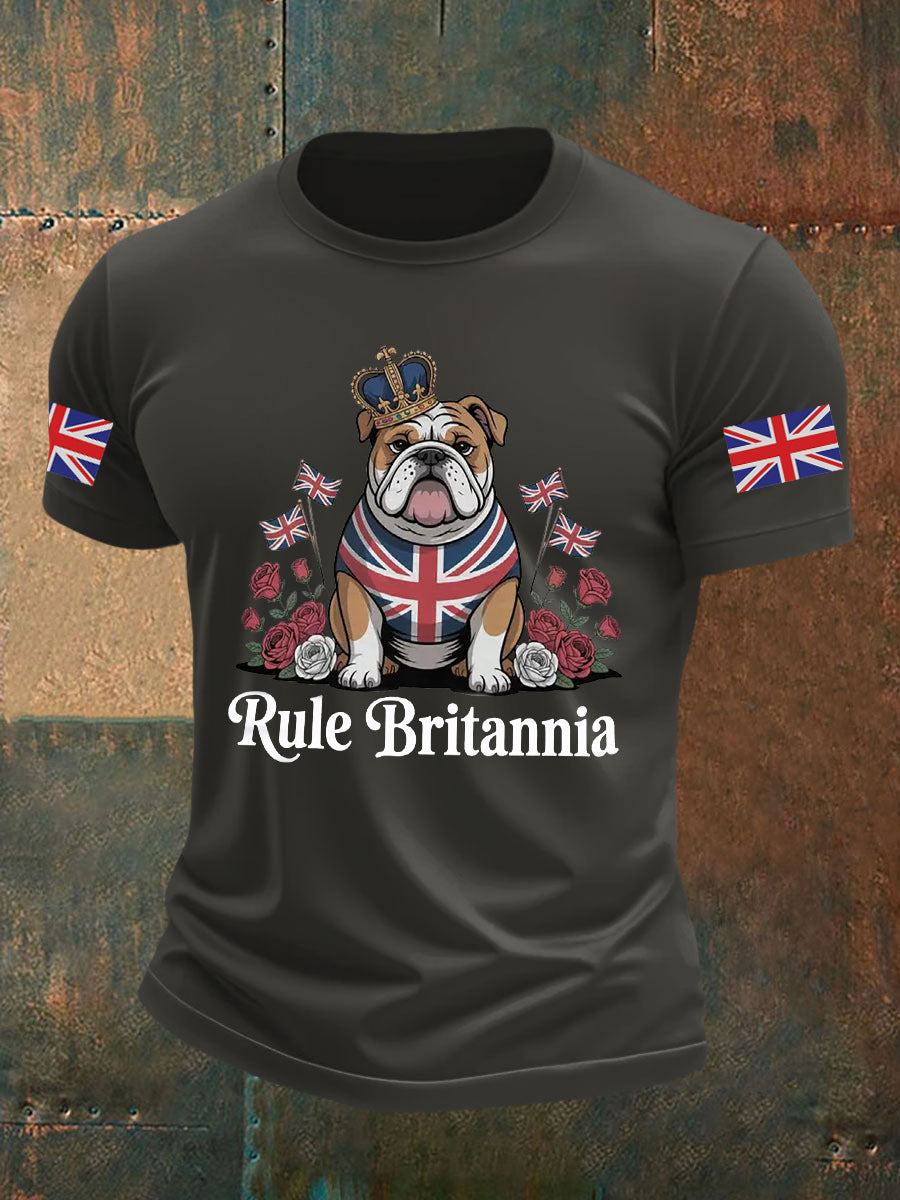 Men's Vintage England Flag Rule Britannia Printed T-shirt-2