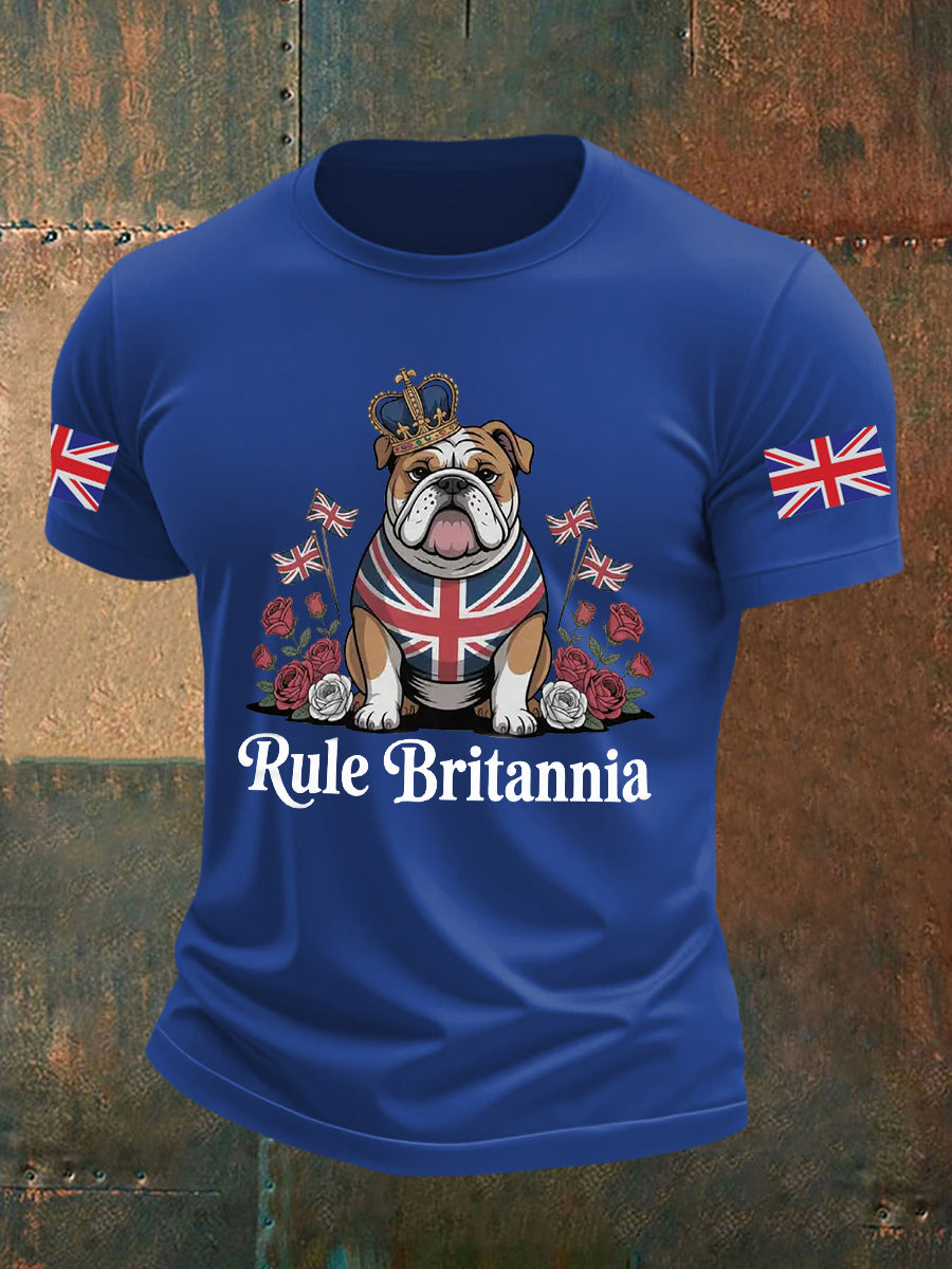 Men's Vintage England Flag Rule Britannia Printed T-shirt-4