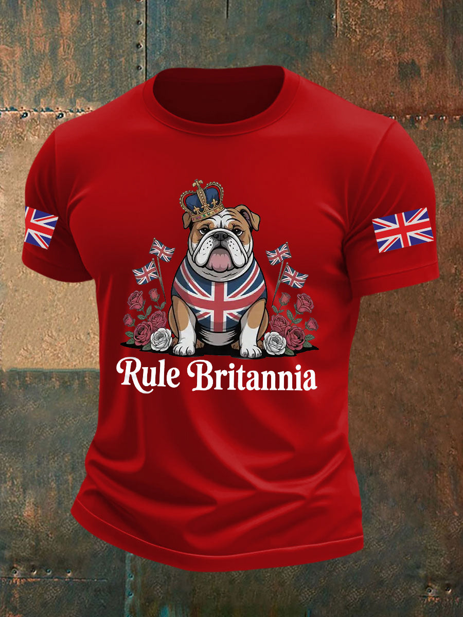 Men's Vintage England Flag Rule Britannia Printed T-shirt-6