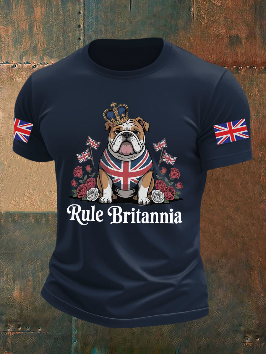 Men's Vintage England Flag Rule Britannia Printed T-shirt-5