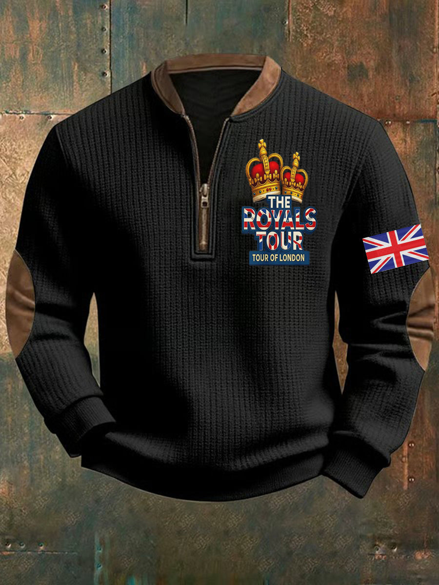 Men's Vintage England Flag The Royals Tour Printed Sweatshirt-1