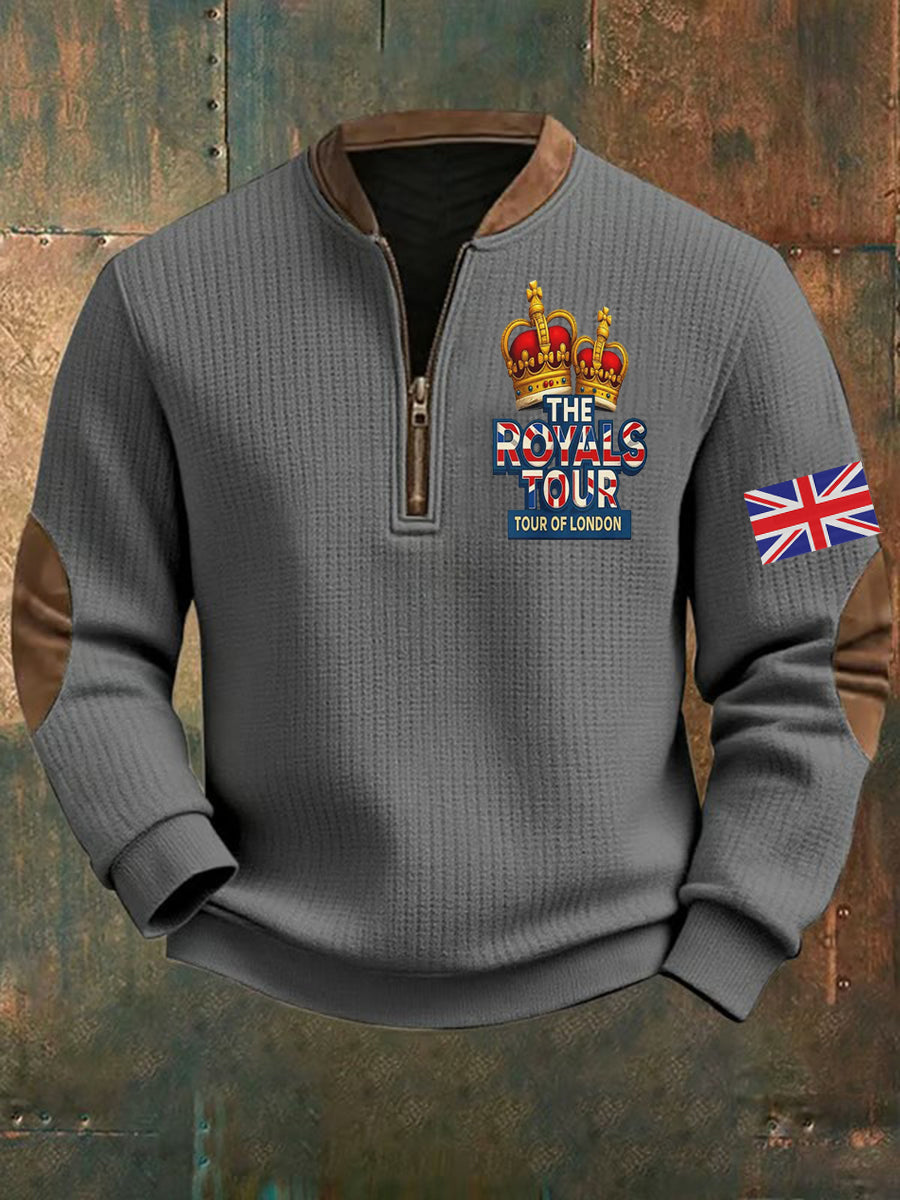Men's Vintage England Flag The Royals Tour Printed Sweatshirt-2