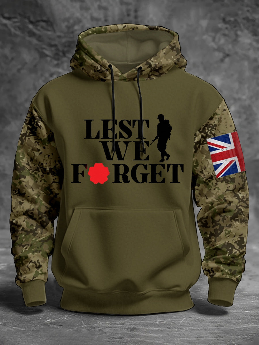 Men's 11th November Remembrance Day LEST WE'S FORGET Poppy Remembrance Hoodie-1