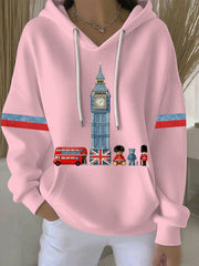 Women's British style Print Casual Hoodie-3