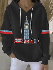 Women's British style Print Casual Hoodie-4