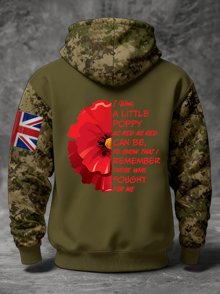 Men's 11th November Remembrance Day LEST WE'S FORGET Poppy Remembrance Hoodie-1