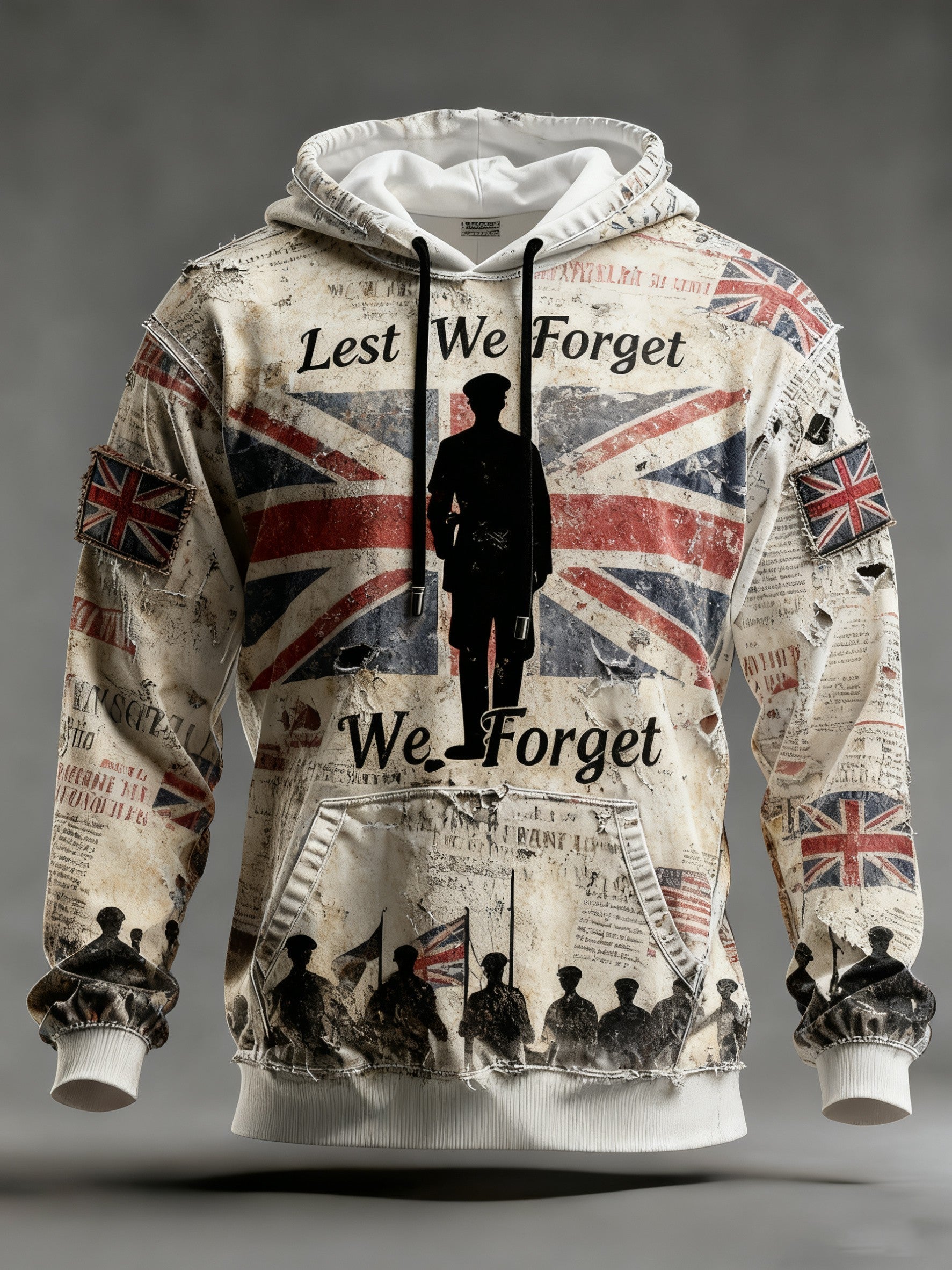Men's Remembrance Day Lest We Forget Printed Hoodie