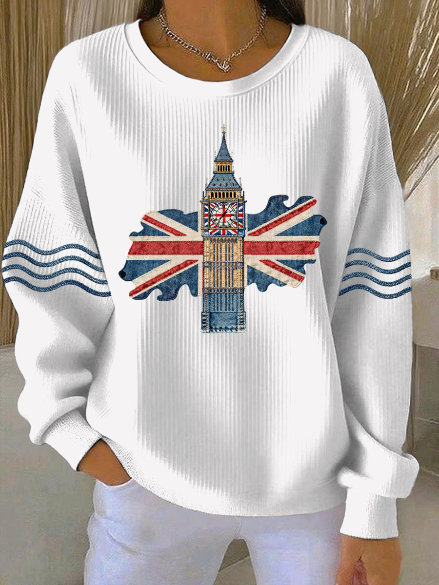 Women's British style  Print Casual Sweatshirt
