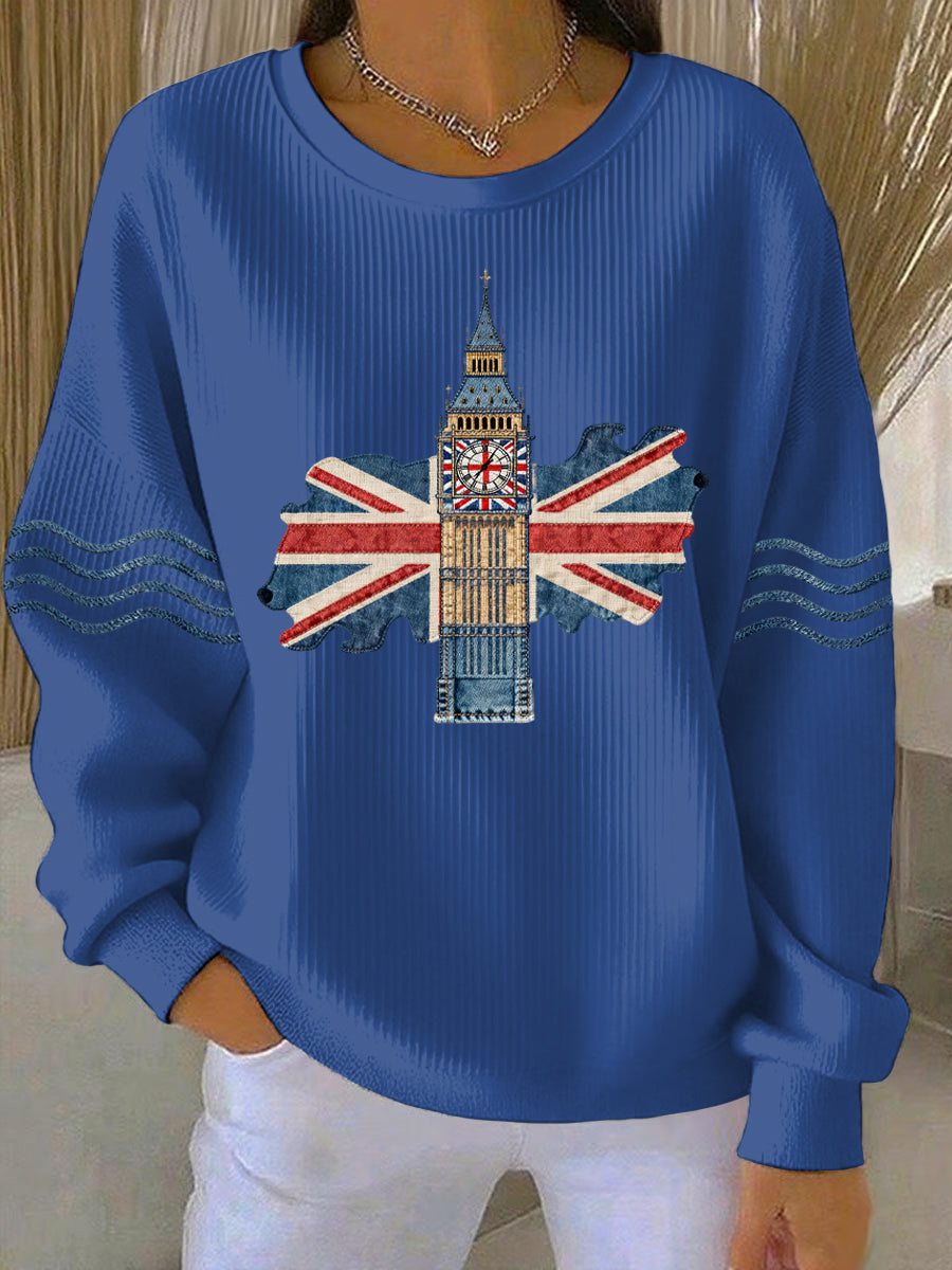 Women's British style  Print Casual Sweatshirt-1